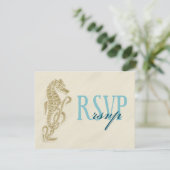 Seepferd Wedding RSVP Card Karte (Stehend Vorderseite)