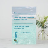 Seepferd Weihnachtskids schreiben Papier Danke (Stehend Vorderseite)