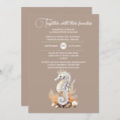 Seepferd Weißer Strand Thema Küsten Chic Einladung (Vorne/Hinten)