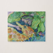 Seepferd Whisperer Meerjungfrau Wasserfarbenkunst Puzzle (Horizontal)