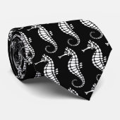 Seepferd White Krawatte (Gerollt)