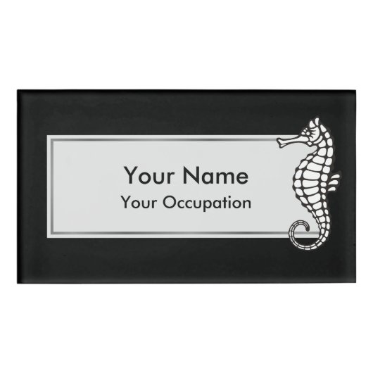 Seepferd White Namenschild (Vorderseite)
