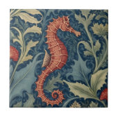 Seepferd William Morris Stil R Sea Ocean Marine Fliese (Vorderseite)