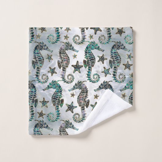 Seepferdchen Badhandtuch Set (Waschlappen)