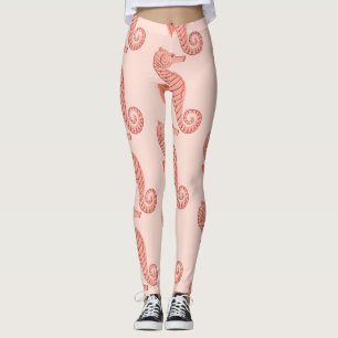 Seepferdchen-Doodle-Ornament: rosa Hintergrund. Leggings