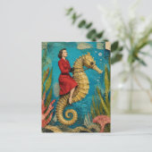 Seepferdchen-Fantasie-Reittier Postkarte (Stehend Vorderseite)