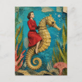 Seepferdchen-Fantasie-Reittier Postkarte (Vorderseite)