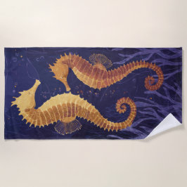 Seepferdchen-Illustration – Elegante Meereskunst Strandtuch