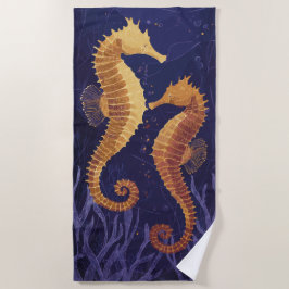 Seepferdchen-Illustration – Elegante Meereskunst Strandtuch
