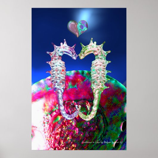 SEEPFERDCHEN IN LIEBE, ROSA BLAUE PERLMUTTER POSTER (Vorne)