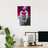 SEEPFERDCHEN IN LIEBE ROSA FUCHSIA PERLMUTT POSTER (Heimbüro)
