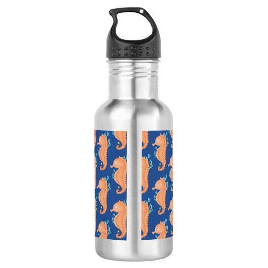 Seepferdchen in orange edelstahlflasche (Rückseite)