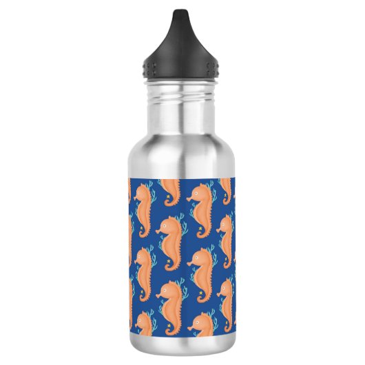 Seepferdchen in orange edelstahlflasche (Links)