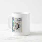 Seepferdchen-Kompass-Collage Kaffeetasse (Vorderseite Links)