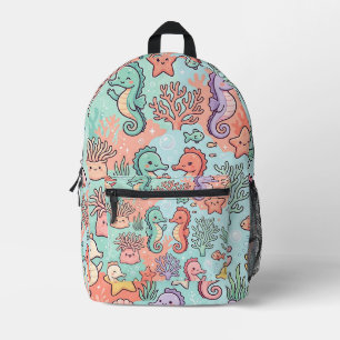 Seepferdchen-Korallenriff-Rucksack – Süßes Muster Bedruckter Rucksack