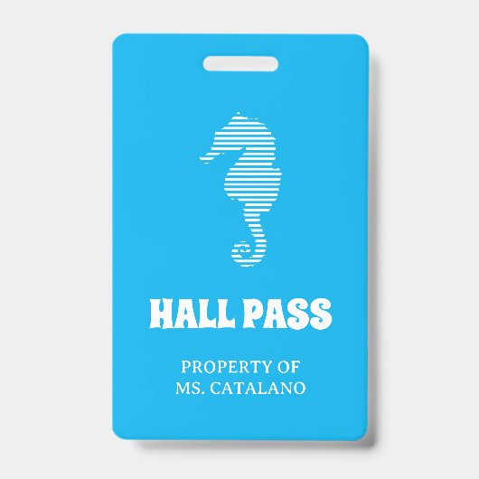 Seepferdchen Lehrer Hall Pass Ausweis (Rückseite)