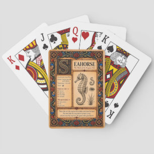 Seepferdchen, mittelalterliche Bestiarien-Kunst Spielkarten