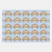 Seepferdchen-Muster pastellblau orange nautisch Geschenkpapier Set (Vorderseite 2)