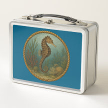 Seepferdchen Ozean Blau Edelstahl Metall Lunchbox