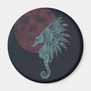 Seepferdchen roter Mond Magnet
