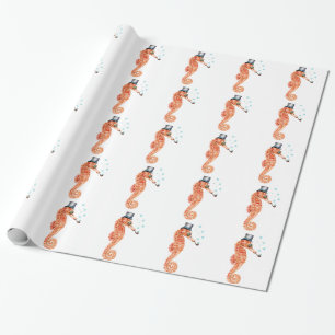 Seepferdchen Steampunk Geschenkpapier