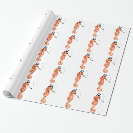 Seepferdchen Steampunk Geschenkpapier (Ungerollt)