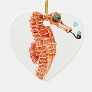 Seepferdchen Steampunk Keramik Ornament