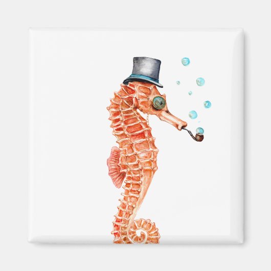 Seepferdchen Steampunk Magnet (Vorne)