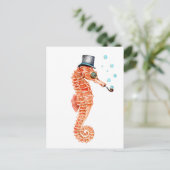 Seepferdchen Steampunk Postkarte (Stehend Vorderseite)