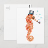 Seepferdchen Steampunk Postkarte (Vorne/Hinten)