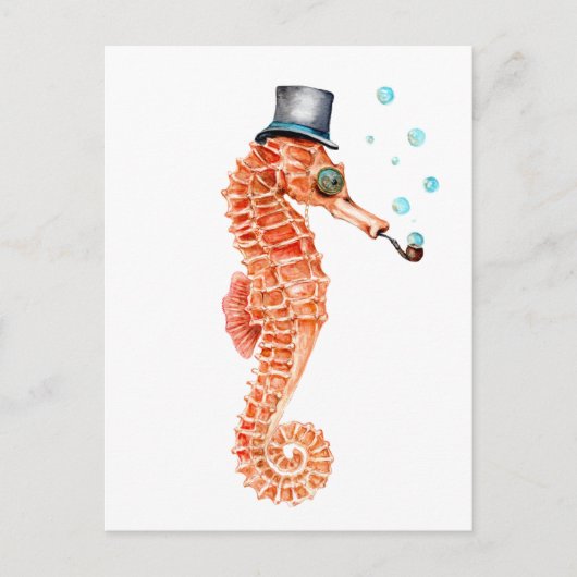 Seepferdchen Steampunk Postkarte (Vorderseite)