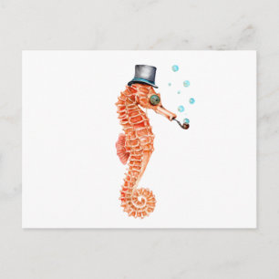 Seepferdchen Steampunk Postkarte