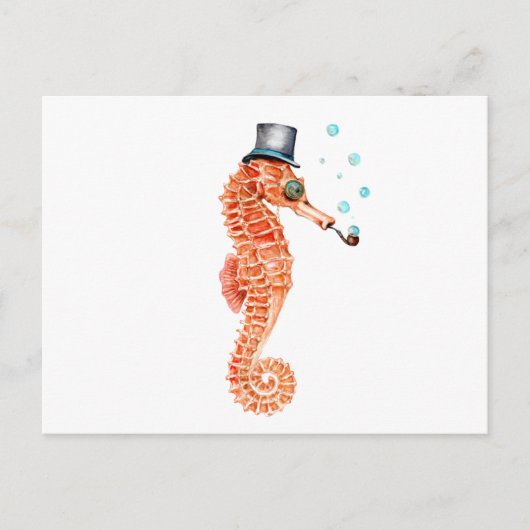 Seepferdchen Steampunk Postkarte (Vorderseite)