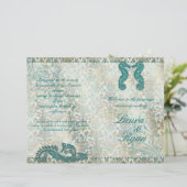 Seepferdchen Strand Hochzeitsprogramm Flyer (Stehend Vorderseite)
