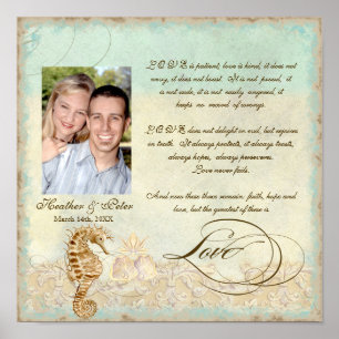 Seepferdchen Strand - Personalisierte Hochzeit Poster