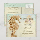 Seepferdchen Strand - Save the Date Postkarte (Vorne/Hinten)