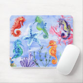 Seepferdchen und Seesterne mit Korallenmuster Mousepad (Mit Mouse)