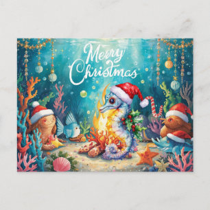 Seepferdchen Unter dem Meer Weihnachtsfeier  Feiertagspostkarte