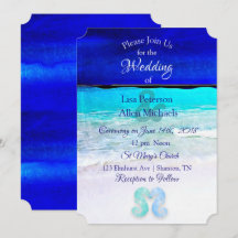 Seepferde am Meer Blue Beach Hochzeitseinladungen