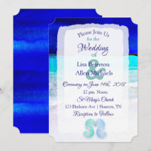 Seepferde am Meer Blue Beach Hochzeitseinladungen