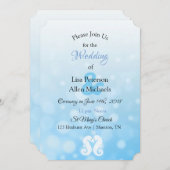 Seepferde am Meer Blue Bokeh Hochzeit Einladungen (Vorne/Hinten)