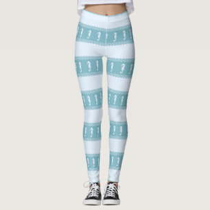 Seepferde an der blauen Küste Streifen Leggings