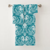 Seepferde an der Küste Aquamarines blaues weißes M Badhandtuch Set (Insitu)