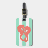 Seepferde auf grünen Streifen Gepäckanhänger (Vorderseite vertikal)