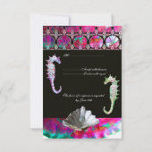 SEEPFERDE BEACH WEDD UAWG, rosa schwarz RSVP Karte (Rückseite)