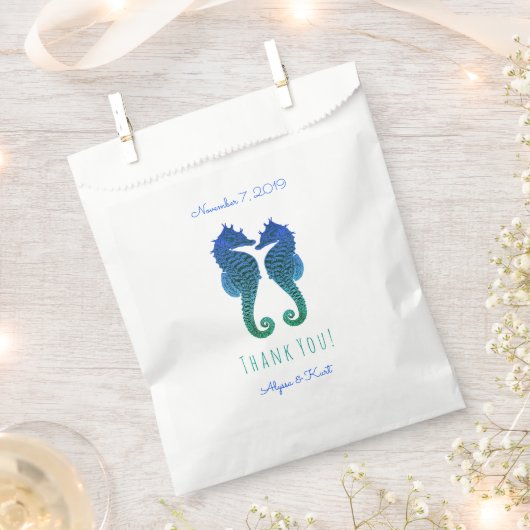 Seepferde Blue Green Beach Hochzeit Gefallen Geschenktütchen (Ausgeschnitten)