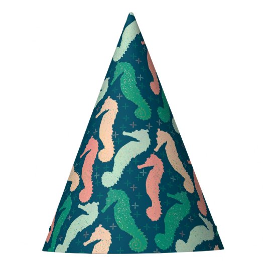 Seepferde Blue Partyhütchen (Vorderseite)