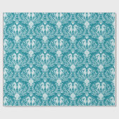Seepferde Damask Muster Aquamarin Blau und Weiß Geschenkpapier (Flach)