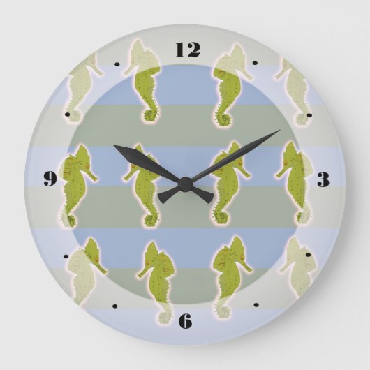 Seepferde, Fische, Sommermonate Große Wanduhr (Vorderseite)