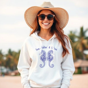 Seepferde-Fischer-Core-Hawaiian Tropical-Blue Hoodie
